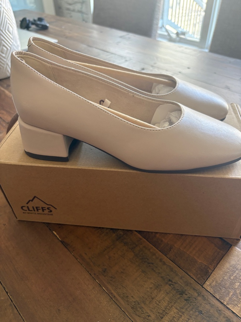 Cliffs by WHITE MOUNTAIN Nude/Cream Low Block Heel Pumps